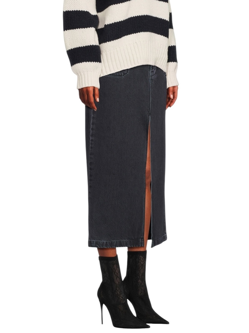 Frame Le Bardot denim midi Skirt with front slit size 29 excellent condition